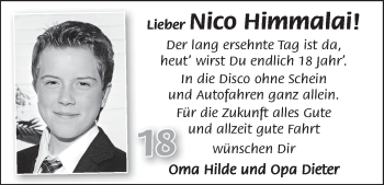 Glückwunschanzeige von Nico Himmalai von WESER-KURIER