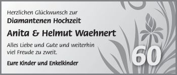 Glückwunschanzeige von Anita und Helmut Waehnert von WESER-KURIER