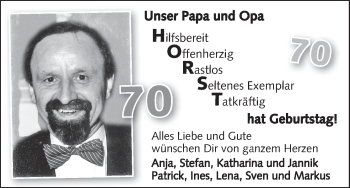 Glückwunschanzeige von Horst Rosenberg von WESER-KURIER