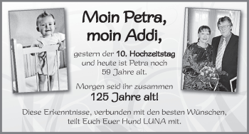 Glückwunschanzeige von Petra und Addi  von WESER-KURIER