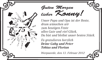 Glückwunschanzeige von Konny Mahnken von WESER-KURIER