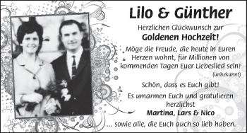 Glückwunschanzeige von Lilo und Günther  von WESER-KURIER