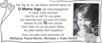 Glückwunschanzeige von Inge  von WESER-KURIER