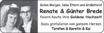 Glückwunschanzeige von Renate und Günter Brede von WESER-KURIER