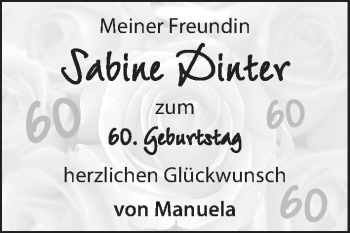 Glückwunschanzeige von Sabine Dinter von WESER-KURIER