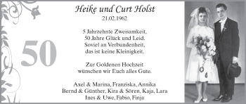 Glückwunschanzeige von Heike und Curt Holst von WESER-KURIER