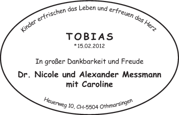 Glückwunschanzeige von Tobias  von WESER-KURIER