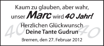 Glückwunschanzeige von Marc  von WESER-KURIER