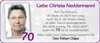 Glückwunschanzeige von Christa Neddermann von WESER-KURIER