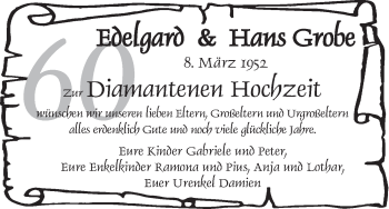 Glückwunschanzeige von Edelgard und Hans Grobe von WESER-KURIER