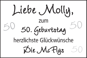 Glückwunschanzeige von Molly  von WESER-KURIER