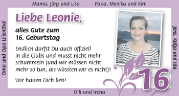 Glückwunschanzeige von Leonie  von WESER-KURIER