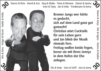 Glückwunschanzeige von Christian und Jan  von WESER-KURIER