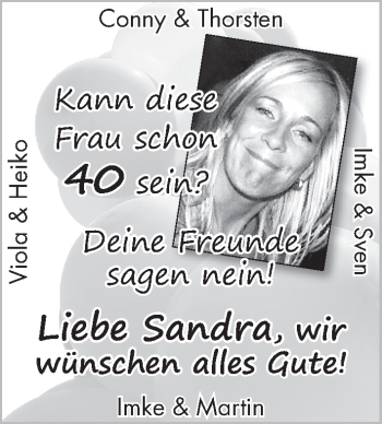Glückwunschanzeige von Sandra Lührig von WESER-KURIER