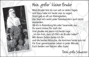 Glückwunschanzeige von Mein großer kleiner Bruder  von WESER-KURIER