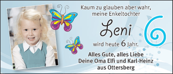 Glückwunschanzeige von Leni Hoffmann von WESER-KURIER
