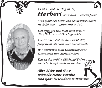 Glückwunschanzeige von Herbert  von WESER-KURIER
