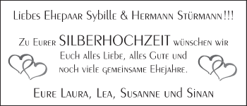 Glückwunschanzeige von Sybille und Hermann Stürmann von WESER-KURIER