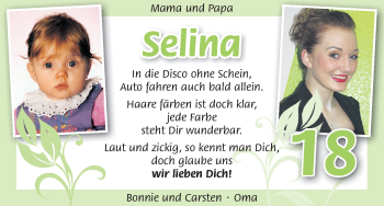 Glückwunschanzeige von Selina Walinski von WESER-KURIER