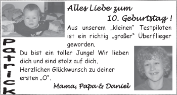 Glückwunschanzeige von Patrick  von WESER-KURIER