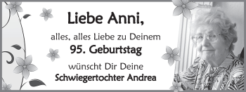 Glückwunschanzeige von Anni Woitschig von WESER-KURIER