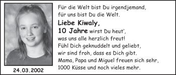 Glückwunschanzeige von Kiwaly  von WESER-KURIER
