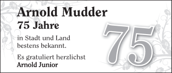 Glückwunschanzeige von Arnold Mudder von WESER-KURIER
