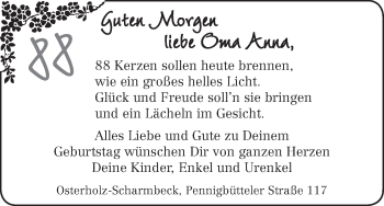 Glückwunschanzeige von Anna Behrens von WESER-KURIER
