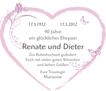 Glückwunschanzeige von Renate und Dieter  von WESER-KURIER