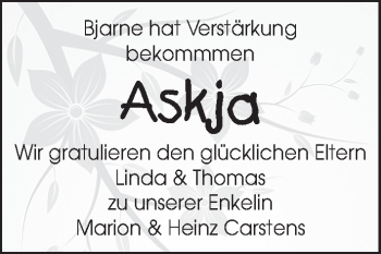 Glückwunschanzeige von Askja  von WESER-KURIER