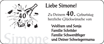 Glückwunschanzeige von Simone  von WESER-KURIER