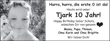 Glückwunschanzeige von Tjark Chuttek von WESER-KURIER