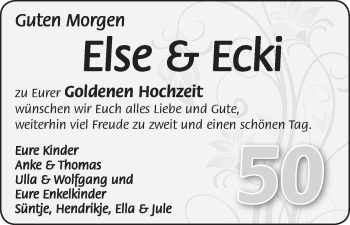 Glückwunschanzeige von Else und Ecki  von WESER-KURIER
