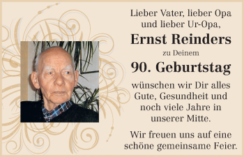 Glückwunschanzeige von Ernst Reinders von WESER-KURIER