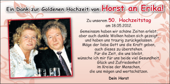 Glückwunschanzeige von Horst und Erika  von WESER-KURIER