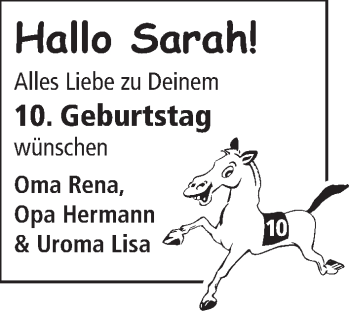 Glückwunschanzeige von Sarah  von WESER-KURIER
