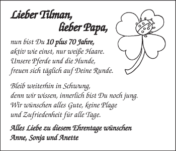 Glückwunschanzeige von Tilman  von WESER-KURIER
