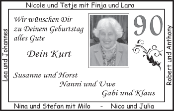 Glückwunschanzeige von 90. Geburtstag  von WESER-KURIER