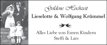 Glückwunschanzeige von Lieselotte und Wolfgang Krümmel von WESER-KURIER
