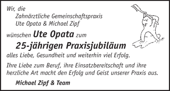 Glückwunschanzeige von Ute Opata von WESER-KURIER