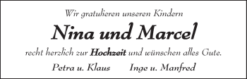 Glückwunschanzeige von Nina und Marcel  von WESER-KURIER