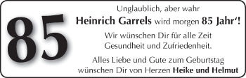 Glückwunschanzeige von Heinrich Garrels von WESER-KURIER