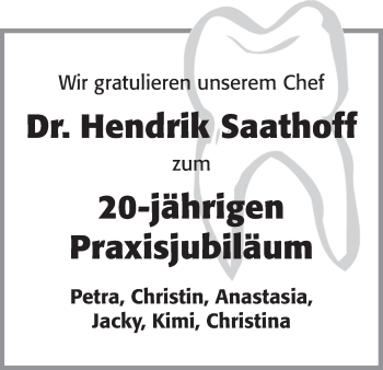Glückwunschanzeige von Hendrik Saathoff von WESER-KURIER