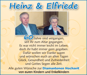 Glückwunschanzeige von Heinz und Elfriede Renken von WESER-KURIER