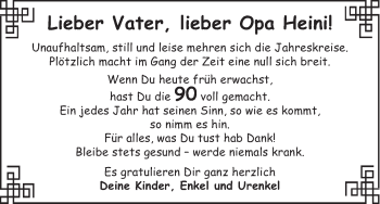 Glückwunschanzeige von Heini  von WESER-KURIER