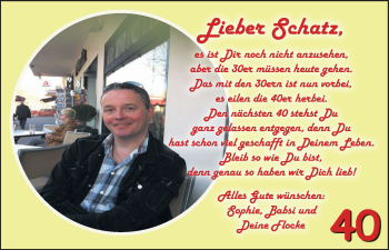 Glückwunschanzeige von Zum 40. Geburtstag  von WESER-KURIER