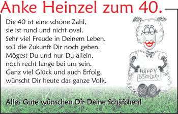 Glückwunschanzeige von Anke Heinzel von WESER-KURIER