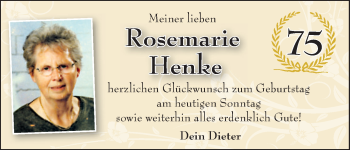 Glückwunschanzeige von Rosemarie Henke von WESER-KURIER