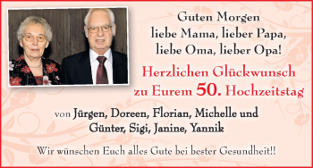 Glückwunschanzeige von 50. Hochzeitstag  von WESER-KURIER