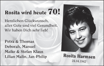 Glückwunschanzeige von Rosita  von WESER-KURIER